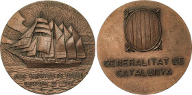 Spanish Medals
Visita Juan Sebastian Elcano. 30-1-1986. GENERALITAT DE CATALUNYA. Anv.: Navío. Rev.: Escudo de la Generalitat. Br. Ø 50 mm. SC.