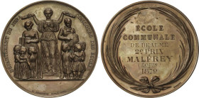 World Medals
Concours des écoles. 1879. DEPARTAMENT DE JURA. FRANCIA. Anv.: Alegoría femenina laureando dos maestros enseñando a grupo de alumnos. Re...
