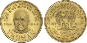 World Medals
Medalla Truman. 1958. VENEZUELA. BANCO ITALO-VENEZOLANO. 6 grs. AU 900. SC.