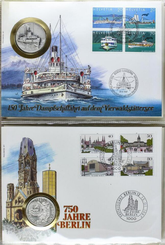 World Medals
Lote 100 sobre primer día con moneda o medalla. Finales siglo XX. ...