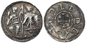 Medieval coins 
POLSKA / POLAND / POLEN / SCHLESIEN / GERMANY

Bolesław III Krzywousty (1107-1138). Denar (1102-1138) 
AW: Święty Wojciech na tron...