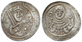 Medieval coins 
POLSKA / POLAND / POLEN / SCHLESIEN / GERMANY

Władysław II Wygnaniec (1138-1146). Denar 
AW: Książę z mieczem
RW: Biskup na wpro...