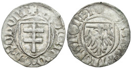 Medieval coins 
POLSKA / POLAND / POLEN / SCHLESIEN / GERMANY

Kazimierz IV Jagiellończyk (1446-1492). Schilling / Szelag, Toruń 
AW: Tarcza z krz...