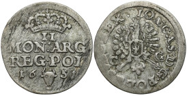 John II Casimir 
POLSKA/ POLAND/ POLEN / POLOGNE / POLSKO

Jan II Kazimierz. DwuGroschen (Grosz) 1651, Bydgoszcz 

Głowa wołu (herb Wieniawa) bez...