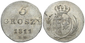 Duchy of Warsaw
POLSKA/ POLAND/ POLEN / POLOGNE / POLSKO

Księstwo Warszawskie. 5 groszy 1811 IB, Warszawa 
AW: Ukoronowana dwupolowa tarcza z Orł...