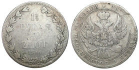 Poland XIX century / Russia 
POLSKA / POLAND / POLEN / RUSSIA / RUSSLAND / РОССИЯ

Polska XIX w. / Rosja. Nicholas I. 1 1/2 Rubel (Rouble) (Rouble)...