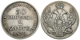 Poland XIX century / Russia 
POLSKA / POLAND / POLEN / RUSSIA / RUSSLAND / РОССИЯ

Polska XIX w./Rosja. Nicholas I. 30 Kopek (kopeck) = 2 zloty 183...