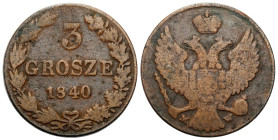 Poland XIX century / Russia 
POLSKA / POLAND / POLEN / RUSSIA / RUSSLAND / РОССИЯ

Polska XIX w./Rosja. Nicholas I. 3 grosze (trojak) 1840 MW, Wars...