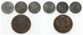 Poland XIX century / Russia 
POLSKA / POLAND / POLEN / RUSSIA / RUSSLAND / РОССИЯ

Polska XIX w./Rosja. Dienieżka 1855, 1857, 1859 i 2 Kopek (kopec...