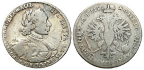 Russia 
RUSSIA / RUSSLAND / РОССИЯ

Russia. Peter I. Poltina (1/2 ruble) 1718 
AW: Popiersie cara w prawo z narzuconym na zbroję płaszczem i napis...