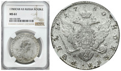 Russia 
RUSSIA / RUSSLAND / РОССИЯ

Russia. Catherine II. Ruble 1780 СПБ-З, St. Petersburg NGC MS61 
AW: Popiersie carycy w prawo, w małej koronie...