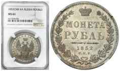 Russia 
RUSSIA / RUSSLAND / РОССИЯ

Rosja. Nicholas I. Rubel (Rouble) 1852 СПБ ПА, Petersburg NGC MS61 – BEAUTIFUL 
AW: Dwugłowy orzeł rosyjski po...