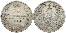 Russia 
RUSSIA / RUSSLAND / РОССИЯ

Rosja. Nicholas I. 25 Kopek (kopeck) 1849 СПБ-ПА, Petersburg 
AW: Dwugłowy orzeł rosyjski. U dołu inicjały П-А...