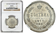 Russia 
RUSSIA / RUSSLAND / РОССИЯ

 Rosja, Alexander II. Połtina (1/2 rubla) 1877 НІ, Petersburg NGC AU55 
AW: Dwugłowy orzeł rosyjski. U dołu in...