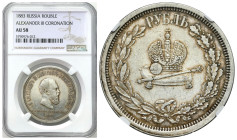 Russia 
RUSSIA / RUSSLAND / РОССИЯ

Rosja, Alexander III. Rubel (Rouble) 1883 koronacja, Petersburg NGC AU58 
AW: Głowa cara w prawo. Data 1883, l...