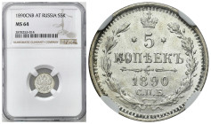 Russia 
RUSSIA / RUSSLAND / РОССИЯ

Rosja, Alexander III. 5 Kopek (kopeck) 1890 СПБ-АГ, Petersburg NGC MS64 – BEAUTIFUL 

Wyśmienicie zachowana m...