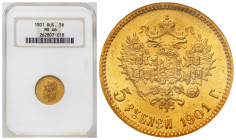 Russia 
RUSSIA / RUSSLAND / РОССИЯ

Nicholas II. 5 Rubel (Rouble) 1901 ФЗ, Petersburg NGC MS66 (2 MAX) 
AW: Głowa cara w lewo, legenda otokowa.
R...