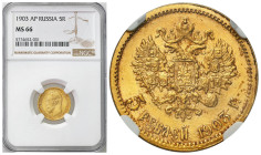 Russia 
RUSSIA / RUSSLAND / РОССИЯ

Nicholas II. 5 Rubel (Rouble) 1903 АР, Petersburg NGC MS66 (2 MAX) 
AW: Głowa cara w lewo, legenda otokowa.
R...