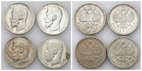 Russia 
RUSSIA / RUSSLAND / РОССИЯ

Rosja, Nicholas II. 1 Rubel (Rouble) 1898-1899 RÓŻNE MENNICE, group 4 pieces 

Zestaw czerech rubli z mennicy...