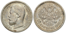 Russia 
RUSSIA / RUSSLAND / РОССИЯ

 Rosja, Nicholas II. 50 Kopek (kopeck) 1900 ЭБ, Petersburg 

Patyna. Obiegowa sztuka.

Details: Ag 
Condit...