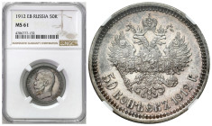 Russia 
RUSSIA / RUSSLAND / РОССИЯ

Rosja. Nicholas II. 50 Kopek (kopeck) 1912 ЭБ, Petersburg NGC MS61 – BEAUTIFUL 

Pięknie zachowane ze szlache...