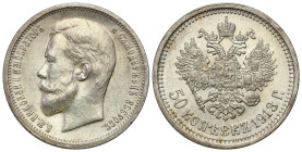 Russia 
RUSSIA / RUSSLAND / РОССИЯ

 Rosja Nicholas II 50 Kopek (kopeck) 1913 (BC), Petersburg 
AW: Głowa cara w lewo, legenda otokowa.
RW: Dwugł...