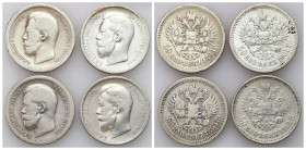 Russia 
RUSSIA / RUSSLAND / РОССИЯ

Rosja, Nicholas II. 50 Kopek (kopeck) 1896-1912, Paryż, Petersburg, group 4 coins 

Czyszczone egzemplarze.
...