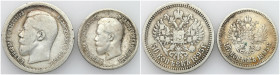 Russia 
RUSSIA / RUSSLAND / РОССИЯ

Rosja. Nicholas II. 25 Kopek (kopeck) i 50 Kopek (kopeck) 1895, Petersburg 

Ciekawszy, wczesny rocznik.&nbsp...