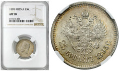 Russia 
RUSSIA / RUSSLAND / РОССИЯ

Rosja. Nicholas II. 25 Kopek (kopeck) 1895, Petersburg NGC AU58 - BEAUTIFUL 
AW: Głowa cara w lewo, legenda ot...