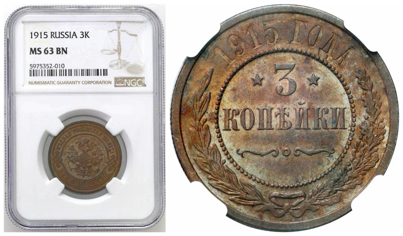 Russia 
RUSSIA / RUSSLAND / РОССИЯ

Rosja, Nicholas II. 3 Kopek (kopeck) 1915...