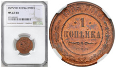 Russia 
RUSSIA / RUSSLAND / РОССИЯ

Rosja, Nicholas II. Kopiejka 1905, Petersburg NGC MS63 RB - BEAUTIFUL 

Dużo naturalnej czerwieni. Pięknie za...