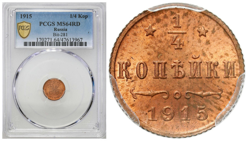 Russia 
RUSSIA / RUSSLAND / РОССИЯ

Rosja, Nicholas II. 1/4 Kopek (kopeck) 19...