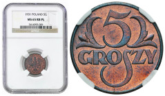 Second Polish Republic - A unique collection of penny coins, part 2
POLSKA / POLAND / POLEN / POLOGNE / POLSKO

II RP. 5 groszy 1931 NGC MS65 RB PR...