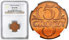 Second Polish Republic - A unique collection of penny coins, part 2
POLSKA / POLAND / POLEN / POLOGNE / POLSKO

II RP. 5 groszy 1938 NGC MS64 RD 
...