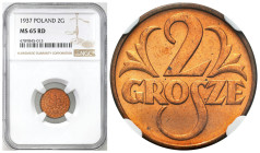 Second Polish Republic - A unique collection of penny coins, part 2
POLSKA / POLAND / POLEN / POLOGNE / POLSKO

II RP. 2 grosze 1937 NGC MS65 RD – ...