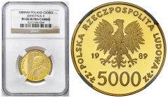 Polish Gold Coins since 1949
POLSKA / POLAND / POLEN / POLOGNE / POLSKO

PRL. 5.000 zlotych 1989 John Paul II „na kratce” stempel lustrzany NGC PF6...