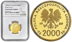 Polish Gold Coins since 1949
POLSKA / POLAND / POLEN / POLOGNE / POLSKO

PRL. 2.000 zlotych 1989 John Paul II „na kratce” stempel lustrzany NGC PF6...