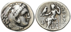 Ancient coins: Greece
Greece. Drachma. Alexander III the Great 326-323 BC 
AW: Głowa Heraklesa
RW: Zeus na tronie

Patyna.

Details: 4,13 g Ag ...