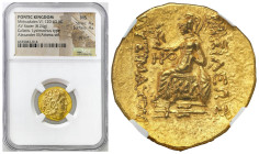 Ancient coins: Greece
Greece. Mithradates VI Eupator, Circa 120-63 BC. Stater, Callatis NGC MS 4/5 4/5 - BEAUTIFUL 
AW: Głowa Aleksandra Wielkiego w...