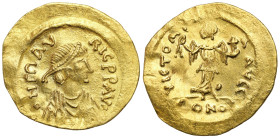 Byzantium
Byzantium. Maurice Tiberius (582602). Semissis 583602, Constantinople 
AW: Popiersie w prawo, D N MAVRIC P P AVC 
RW: Stojąca Wiktoria z ...