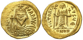 Byzantium
Byzantium. Focas (602-610). Solidus 607-609, Constantinople - BEAUTIFUL 
AW: Głowa cesarza na wprost i napis: FOCAS PERP AVC 
RW: Anioł z...