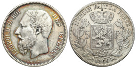 Belgium
Belgium, Leopold II (18651909). 5 francs 1869, Brussels 

Kolorowa patyna na awersie.&nbsp;

Details: 24,82 g Ag 
Condition: 3 (VF) 
Li...