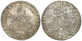 Germany
Germany, Saxony. Augustus (1553-1586). Thaler 1580 HB, Dresden - NICE 
AW: Półpostać władcy w prawo trzymającego miecz, w polu przedzielona ...