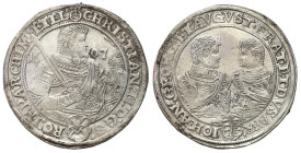 Germany
Germany. Saxony. Christian II, Georg Johann I and Augustus (1591-1611). Thaler 1607, Dresden 
AW: Półpostać Krystiana z mieczem i hełmem w d...