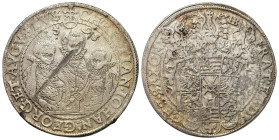 Germany
Germany. Saxony. Christian II, Georg Johann I and Augustus (1591-1611). Thaler 1595 HB, Dresden 
AW: Trzej bracia stojący na wprost, powyżej...