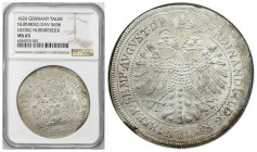 Germany
Germany. Ferdinand II (16191637). Thaler 1626, Nuremberg NGC MS65 (MAX) 
AW: Tarcze herbowe, data w polu 16-26 i napis wokoło
RW: Dwugłowy ...
