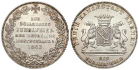 Germany
Germany, Bremen. Thaler 1863 

Wybity na 50 rocznicę wyzwolenia Niemiec z francuskiej okupacji.Połysk, dobre detale. Rzadka moneta w bardzo...