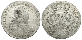 Germany
Germany, Prussia. Frederick II (17401786). Szstak 1756 E?, Knigsberg 

Widoczny blask menniczy. Słabo czytelne oznaczenie mennicy.&nbsp;
...
