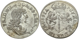 Germany
Germany, Prussia. Frederick William (1640-1688). Szstak (6 groszy) 1682 H-S, Krlewiec 

Sporo połysku.&nbsp;&nbsp;

Details: 3,40 g Ag 
...