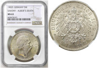 Germany
Germany. Saxony. 5 marks 1902 E, Muldenhtten NGC MS63 BEAUTIFUL 

Wyśmienity egzemplarz. Blask menniczy i wspaniale zachowane detale.Rzadki...